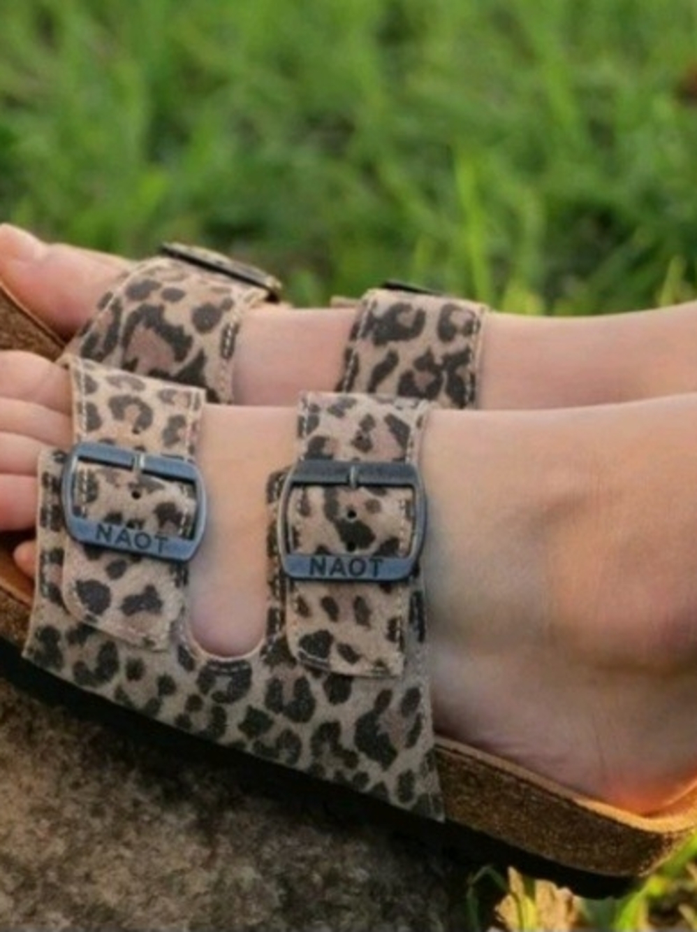 Naot Women's Like New Cheetah Print Dual-Buckle Sandals - Size 40